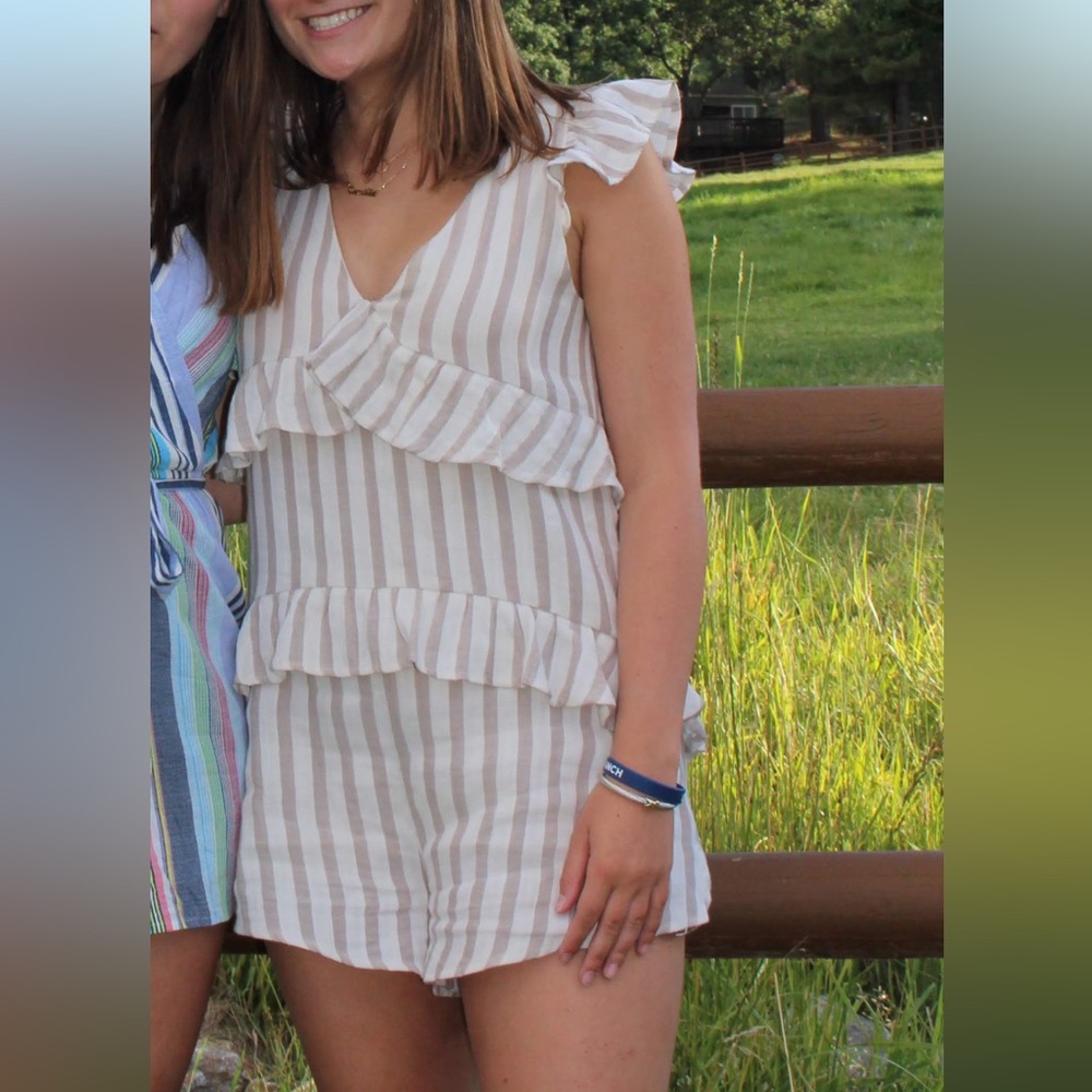 Impeccable Pig striped Linen Romper size small